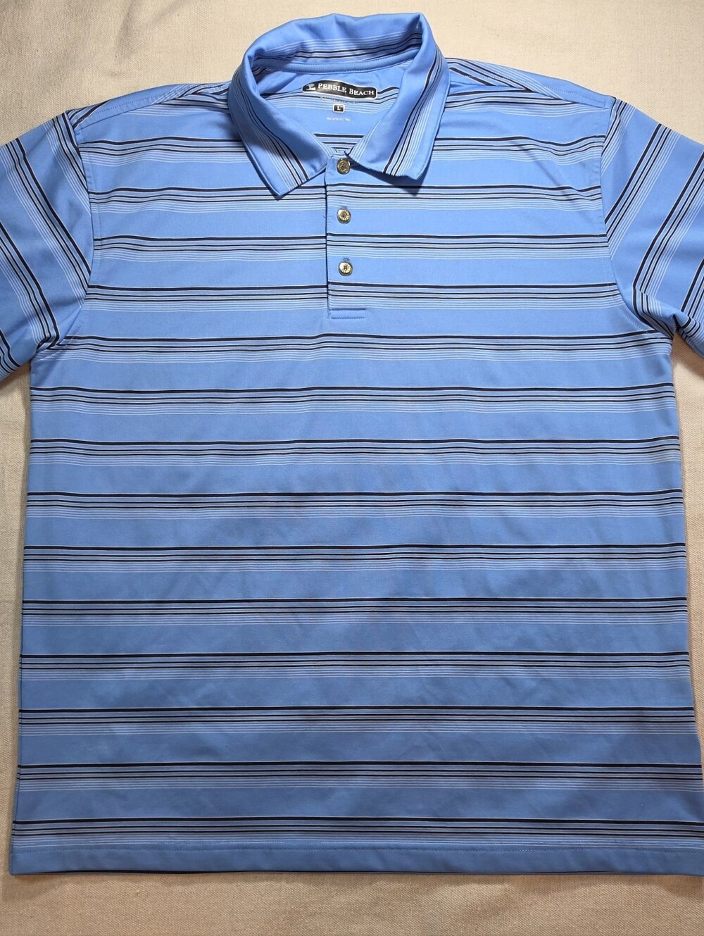 Pebble Beach Blue Striped Men's Polo